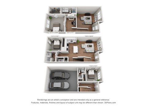 Floor plan for 3 beds, 3 baths, 1518 sqft